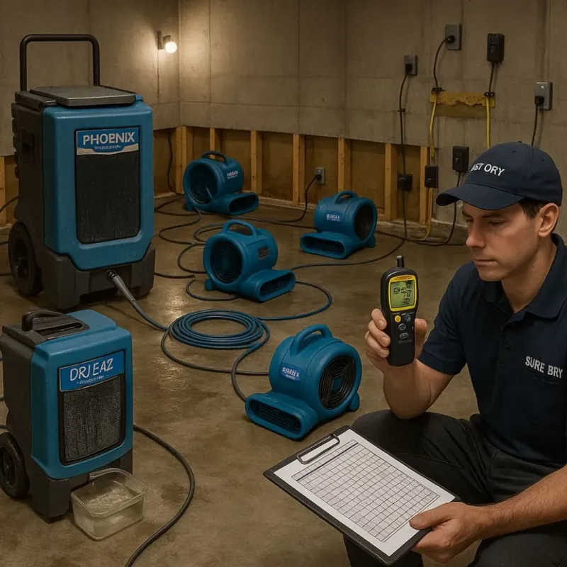 Structural Drying and Dehumidification process in Ivyland, PA
